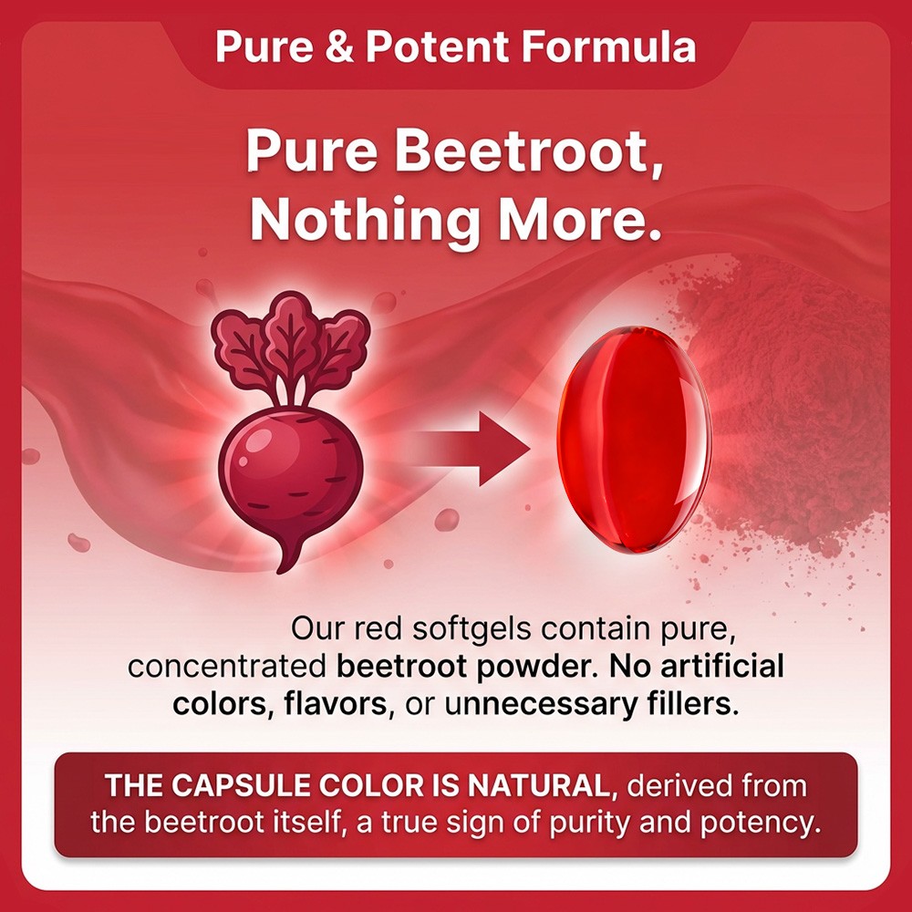 Pure Beet Root 1000mg | Natural Supplement 30/60/120 Capsules Easy-to-Take