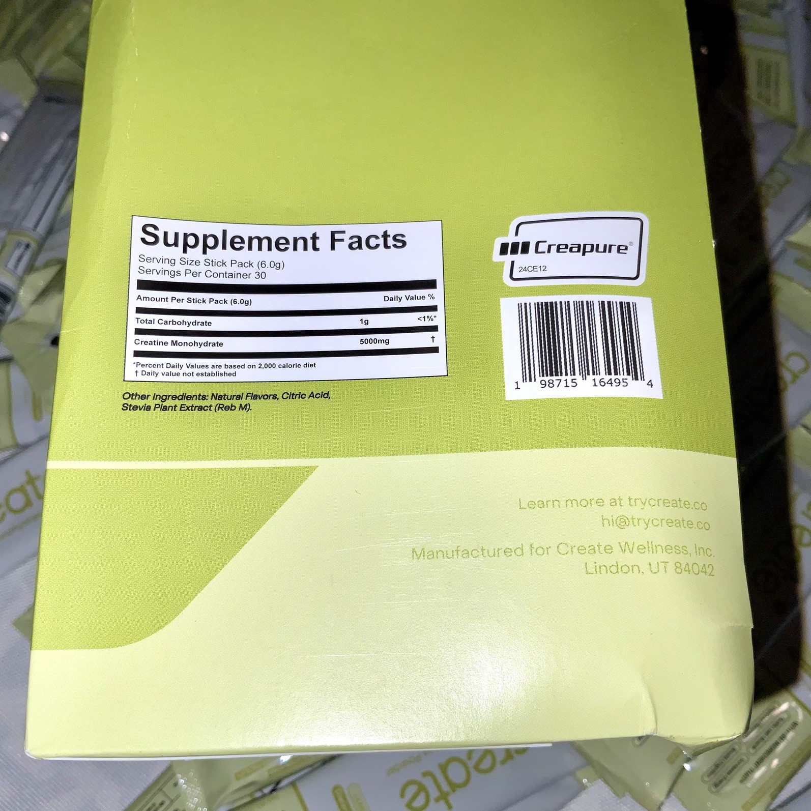 HUGE LOT ( 120 Sticks ) Create Creatine Monohydrate powder Packs Lemon Lime 8/27