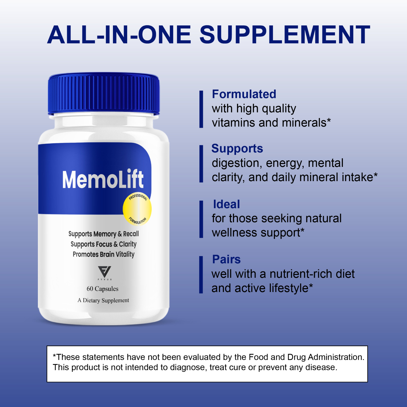(3 Pack) MemoLift Brain Health Supplement, Memo Lift Support (180 Capsules)