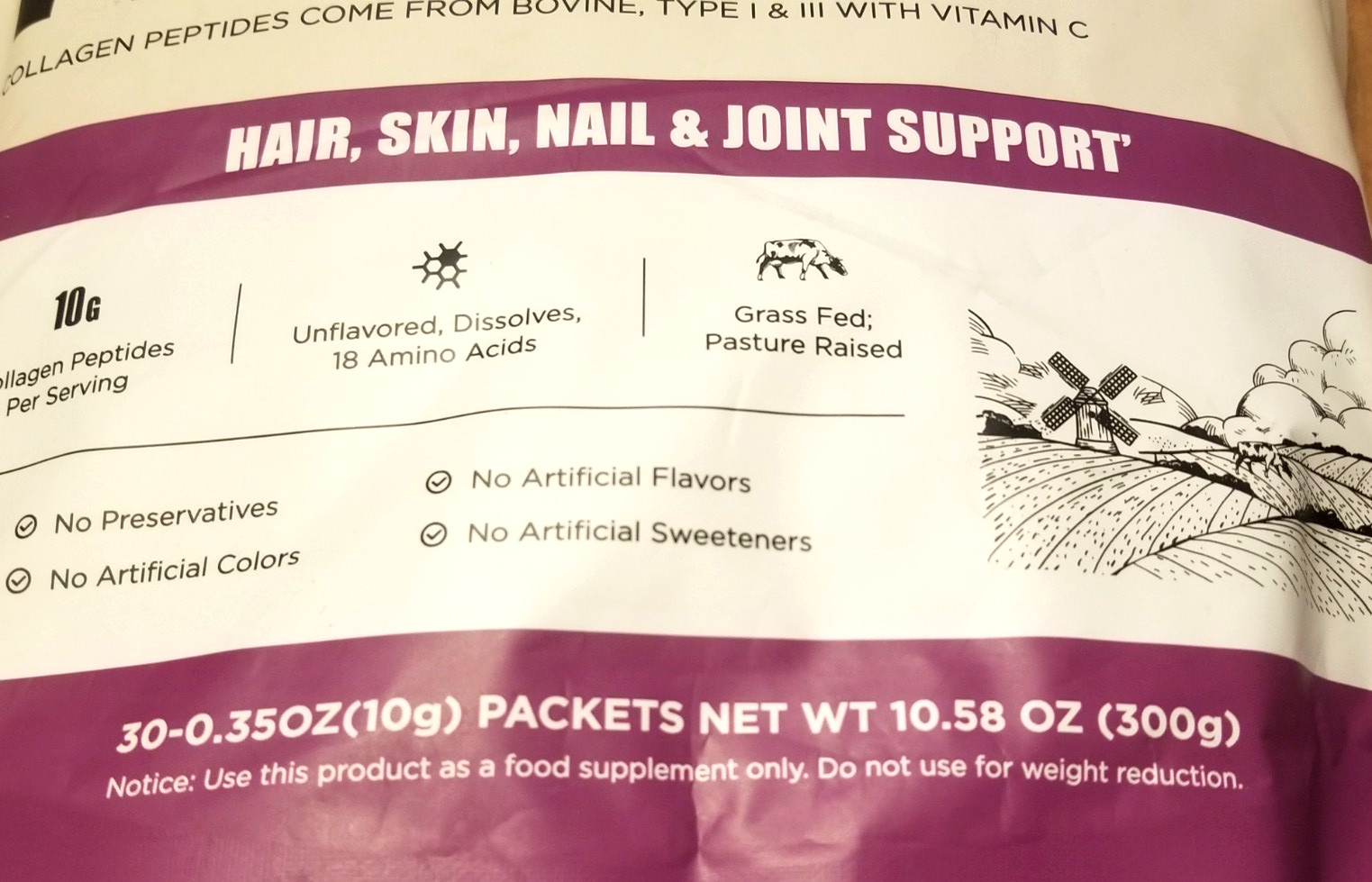 Dr. Alot Collagen Peptides Vitamin C Hair Skin Nail Joint Support Powder 10.5oz
