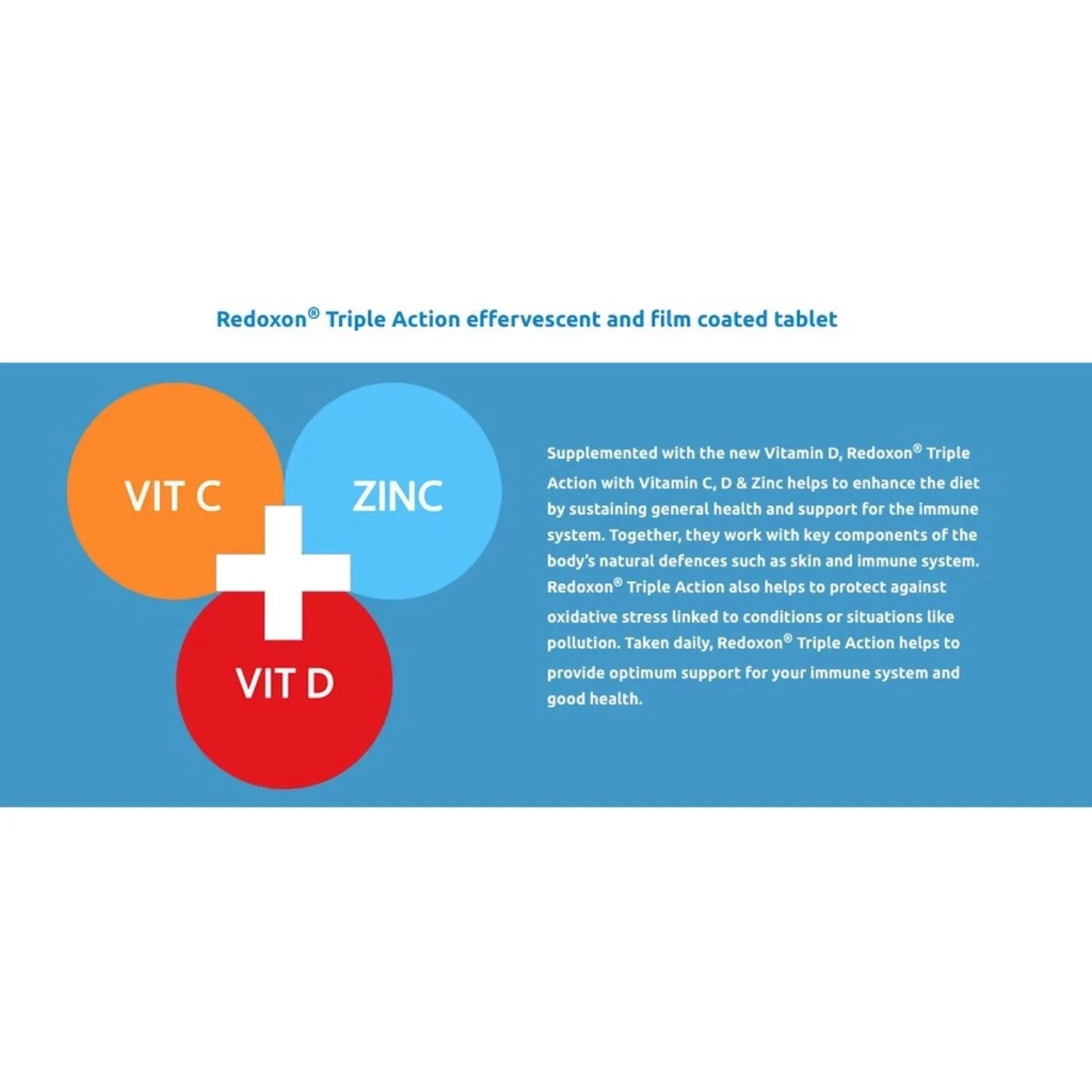 Redoxon Triple Action Effervescent Vitamin C D3 Zinc Orange Tablets 45s