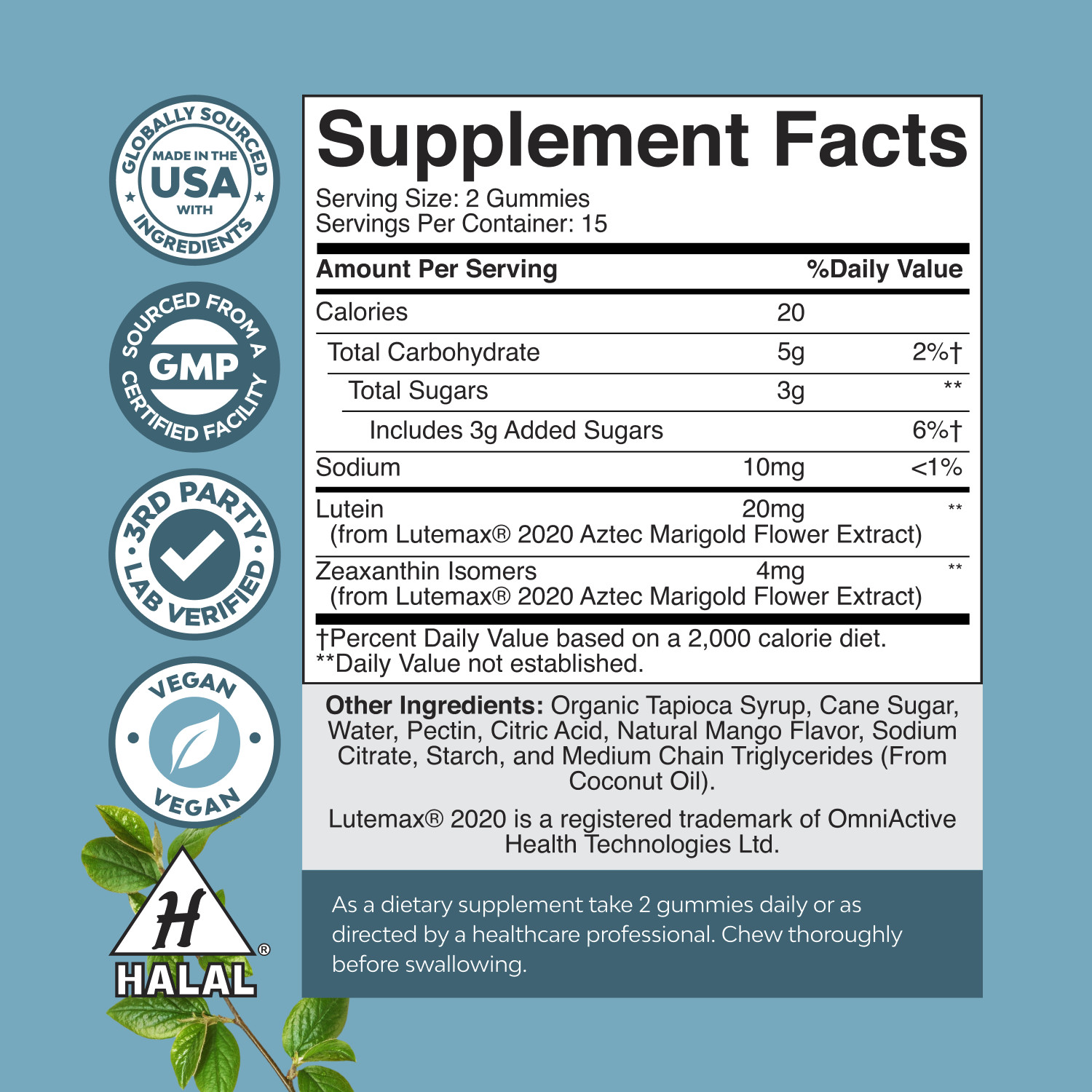 Zeaxanthin Plus Lutein Gummies for Adults – Potent Lutein Eye Vitamins