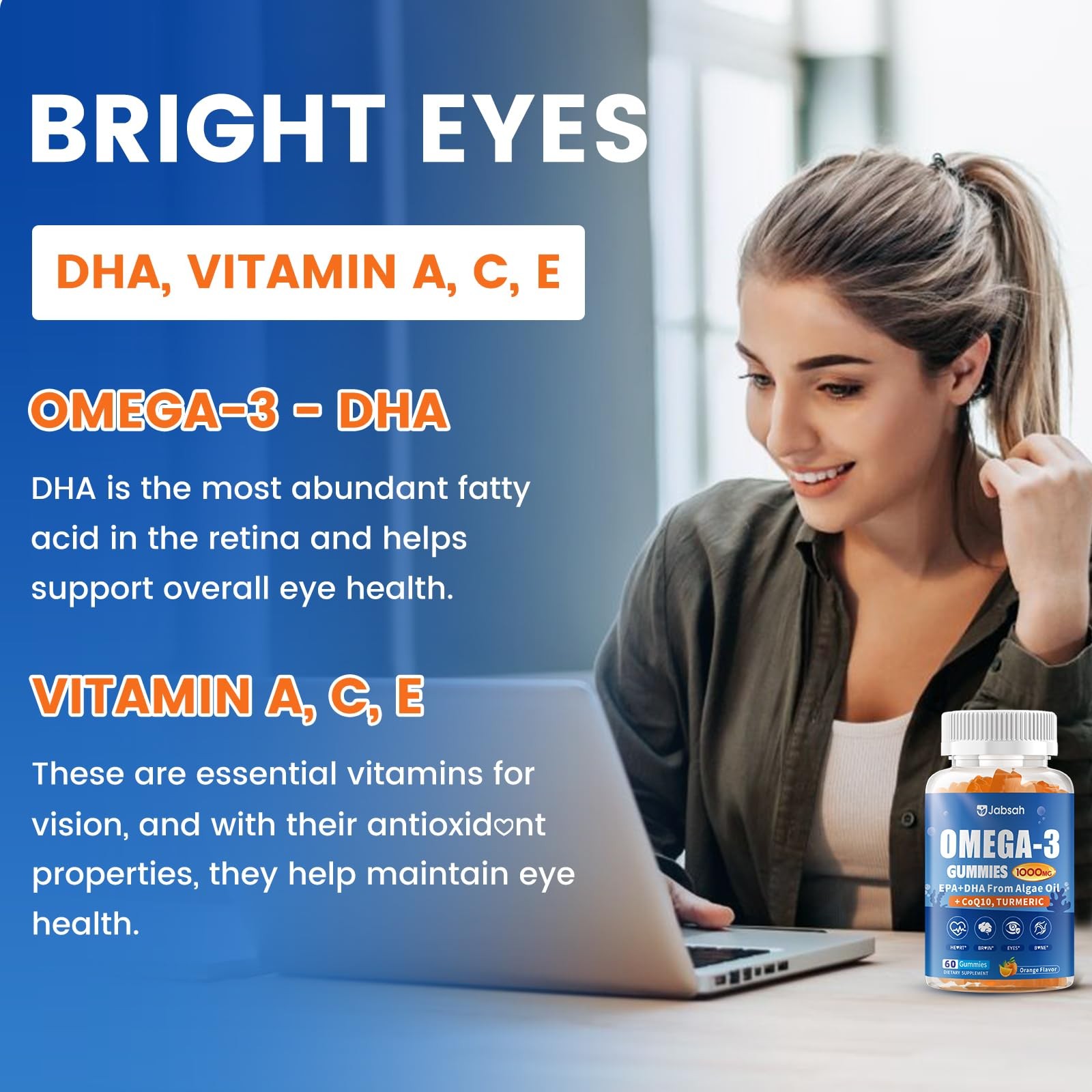 Jabsah Vegan Omega-3 Gummies 1000Mg From Algae Oil Dha 460Mg Epa 230Mg Omega 3