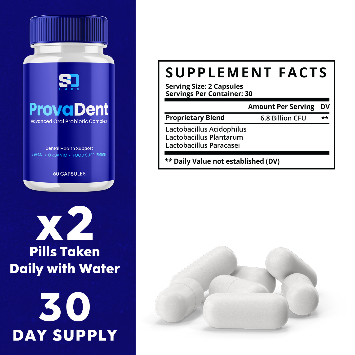 (3 Pack) ProvaDent Oral Probiotic Support Healthy Teeth and Gums (180 Capsules)