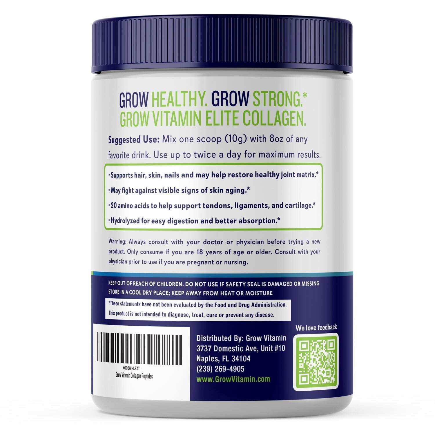 Collagen Peptides Powder with Biotin and Hyaluronic Acid