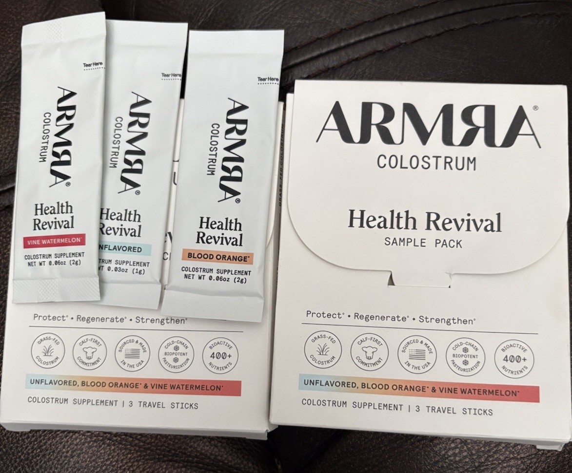 ARMRA Colostrum Powder Sample Pack 3 Travel Sticks, Immune/Digestive, Flavors