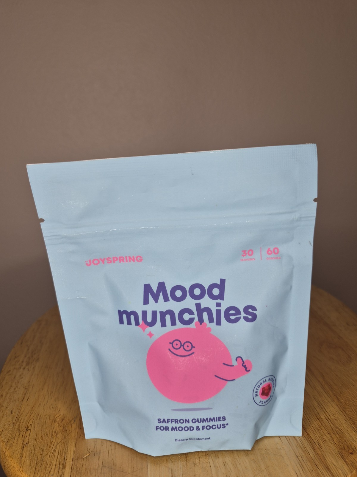JoySpring Mood Munchies Saffron Gummies Natural Berry 60 Mood Focus Support