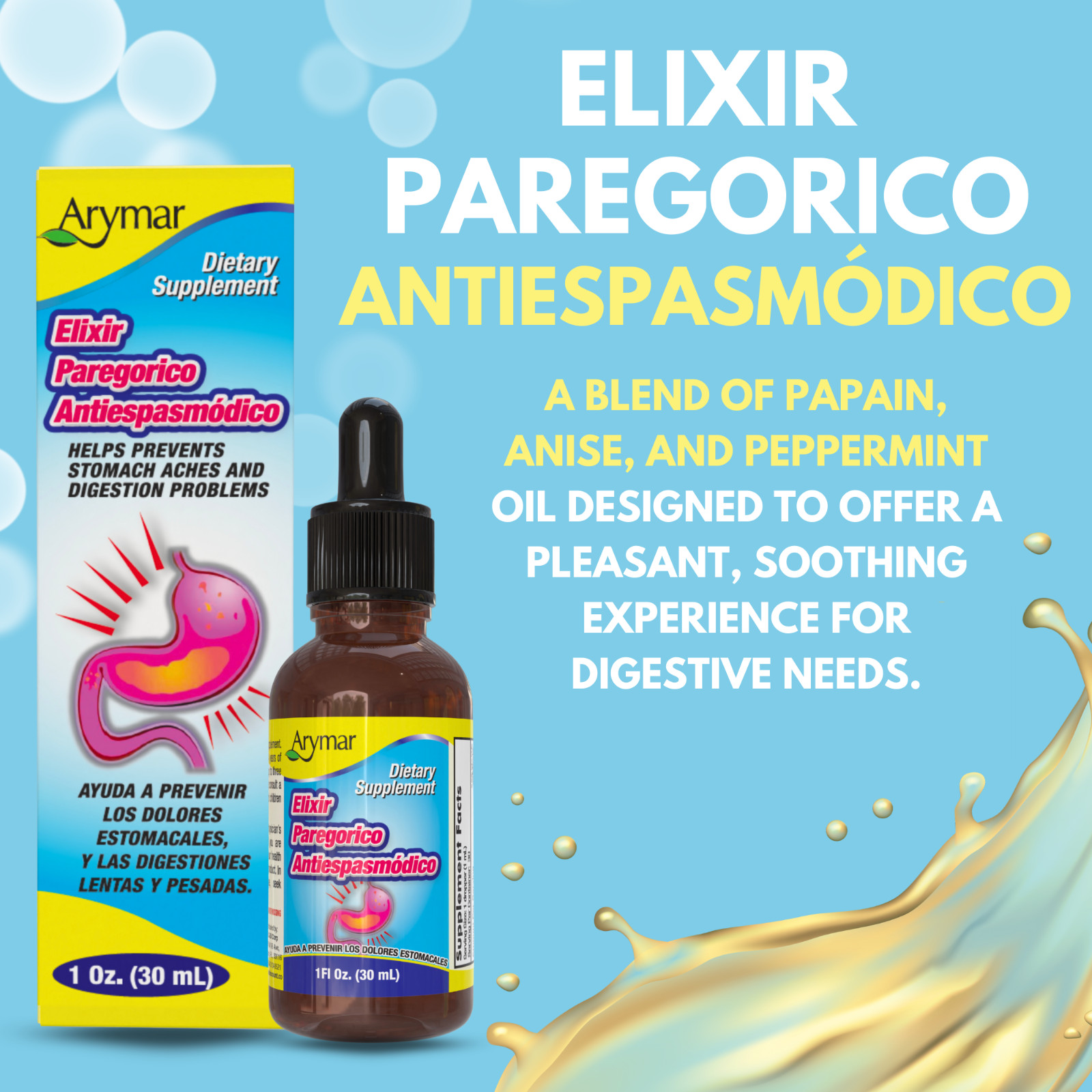 Arymar – Elixir Paregorico Antiespasmodico, Digestive Support, 1fl oz (30ml)