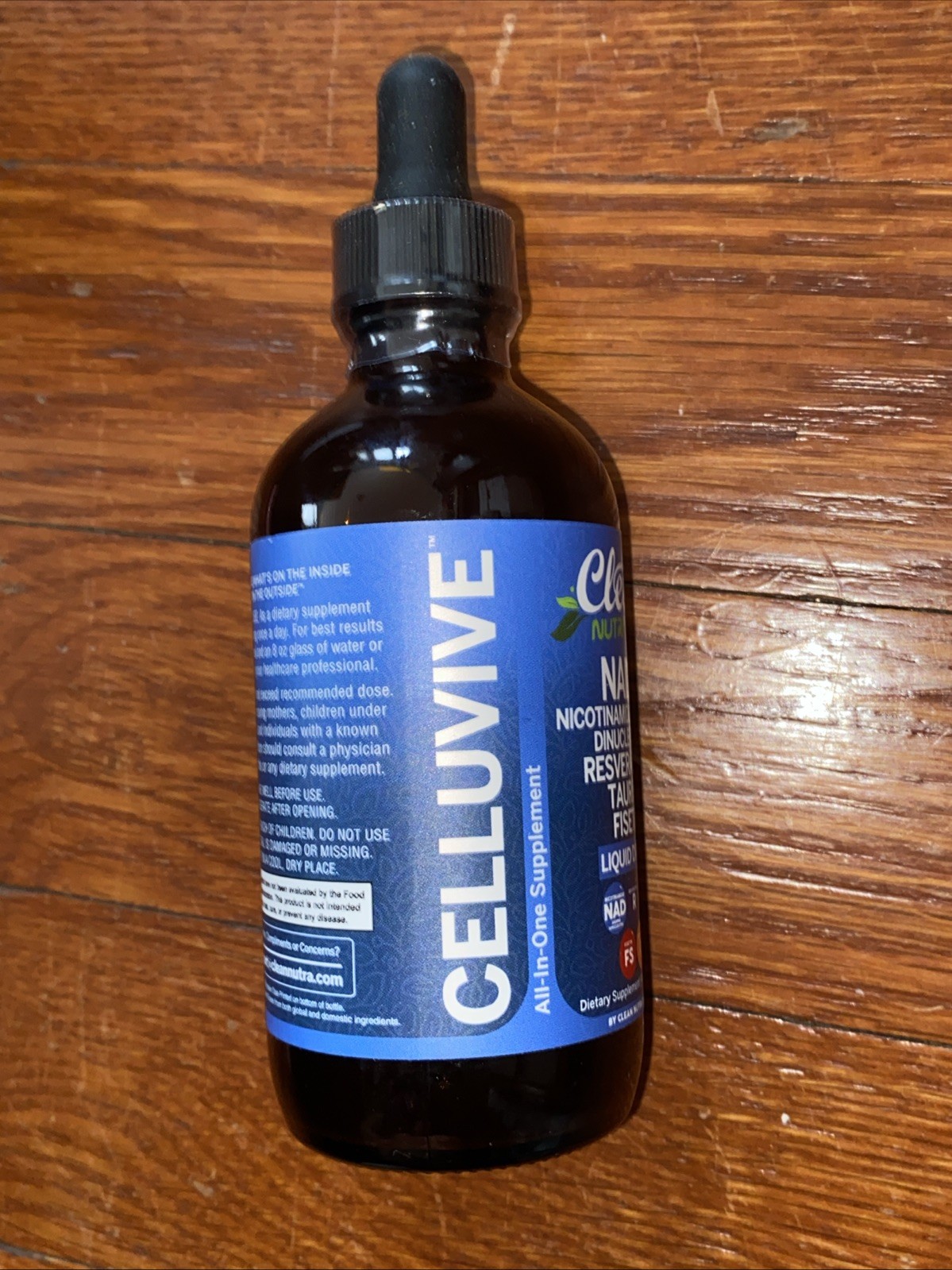 Clean Nutra Celluvive NAD+ Supplement Liquid Drops Tart Cleanberry 4 fl oz