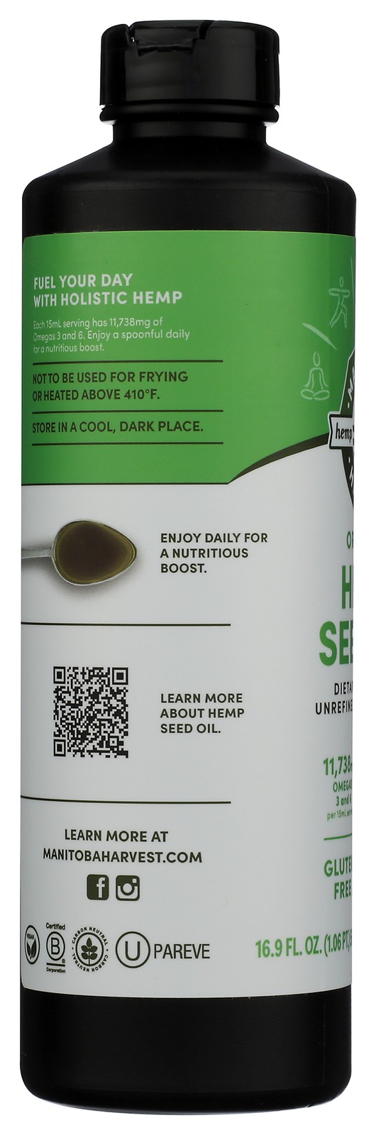 Organic Hemp Seed Oil Manitoba Harvest Gluten Free 16.9 Fl Oz Supplement 1 Pack