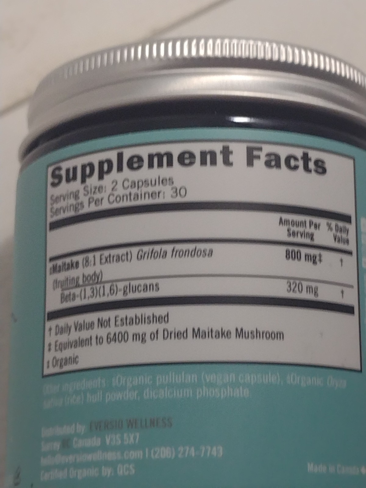 Maitake – Made With Organic Maitake 8:1 Extract 60 Capsules Supplement