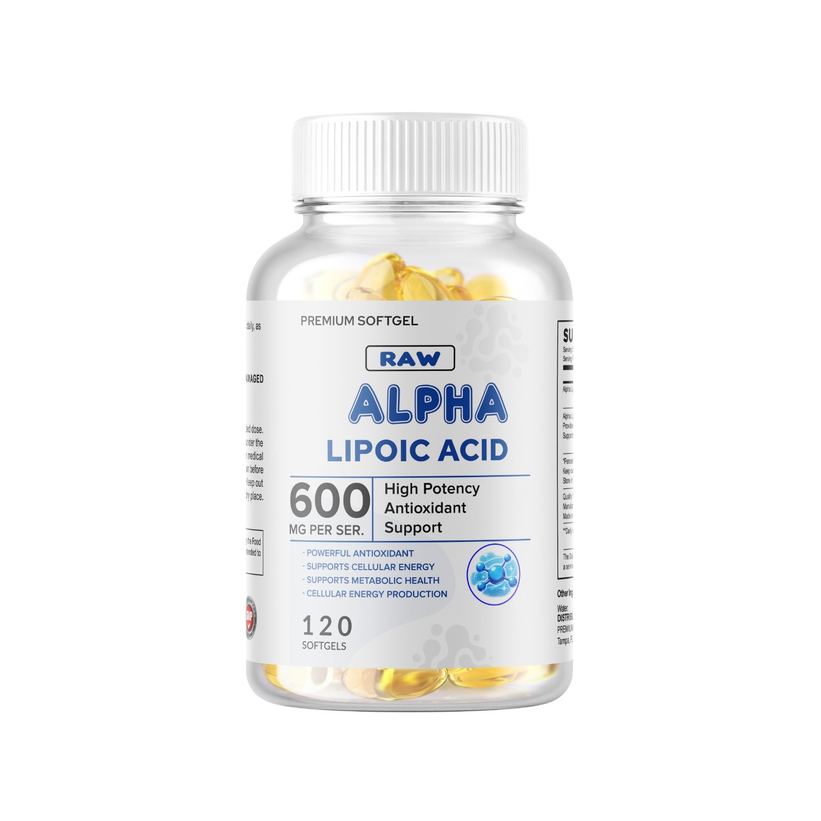 Alpha Lipoic Acid – 600mg Per Serving – 360 Softgels 2 Bottles 120 Each