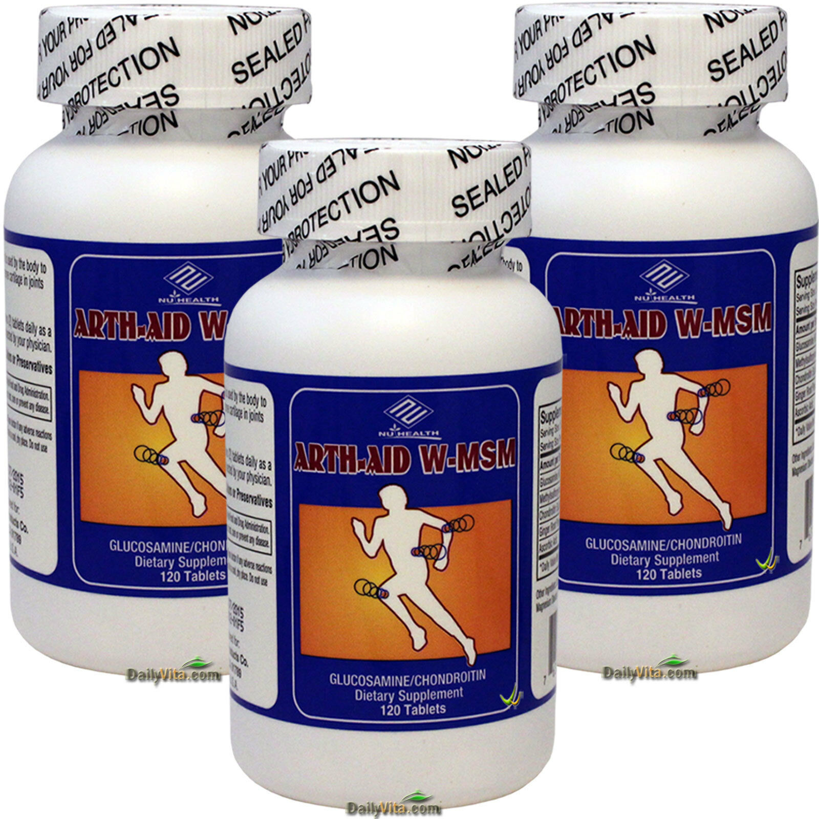 3 x Glucosamine Chondroitin MSM Arth-Rid Joint Health 120 Tab 6 Months Supply