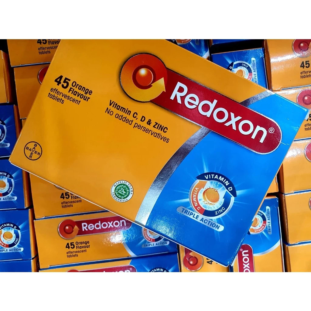 Redoxon Triple Action Effervescent Vitamin C D3 Zinc Orange Tablets 45s