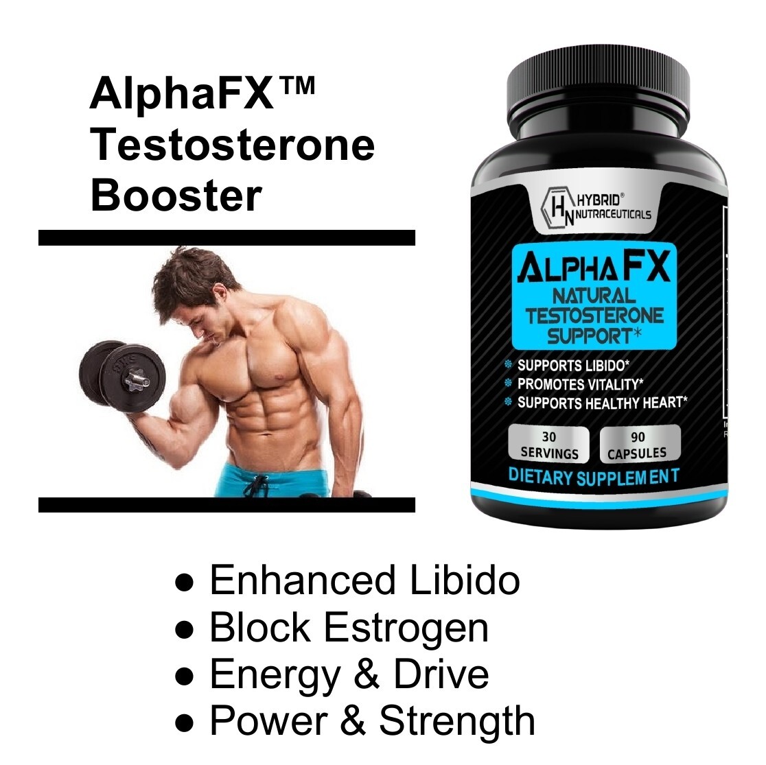 AlphaFX Men’s Testosterone Booster, Estrogen Blocker, Energy, Libido (2-Pack)