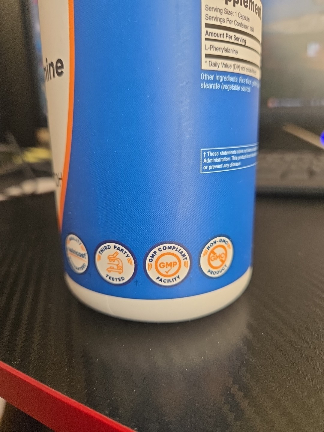 Nutricost L-Phenylalanine 500mg 180 Caps Exp: 01/2028