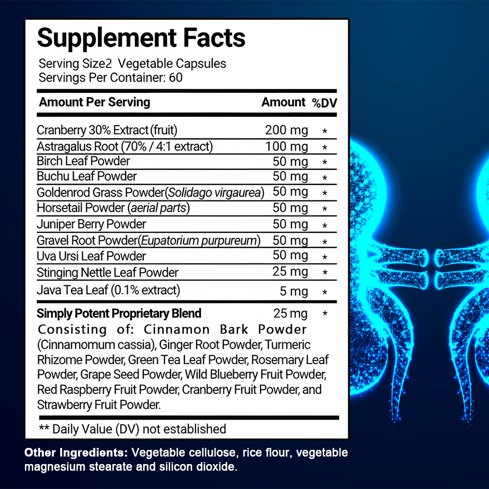 Kidney Health Cleanse Support Detox Natural Supplement High Quality