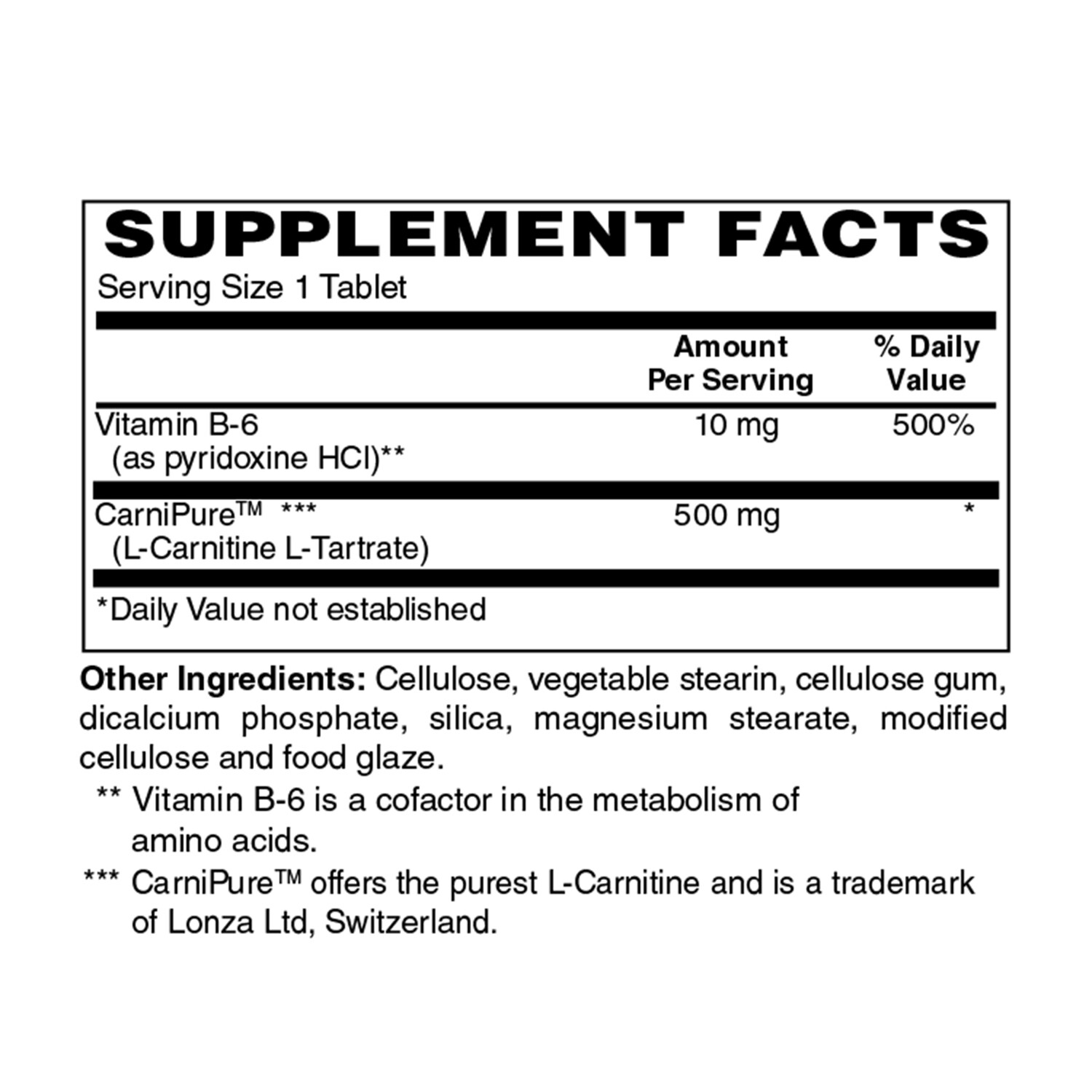 Holly Hill Health Foods, L-Carnitine 500 MG, 60 Tablets