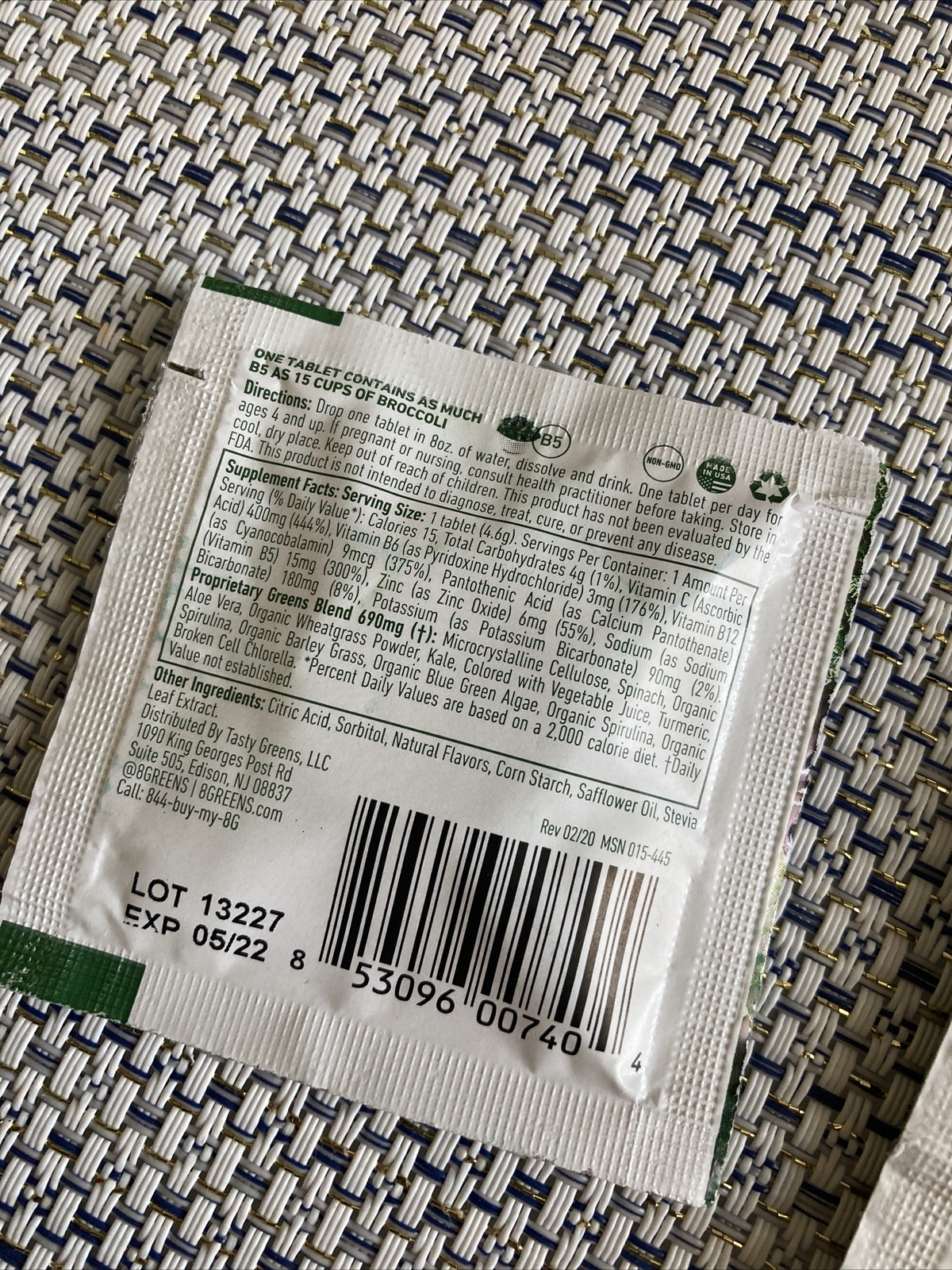 X2 8G Greens Dietary Supplements 2 Tablets Total New & Fresh