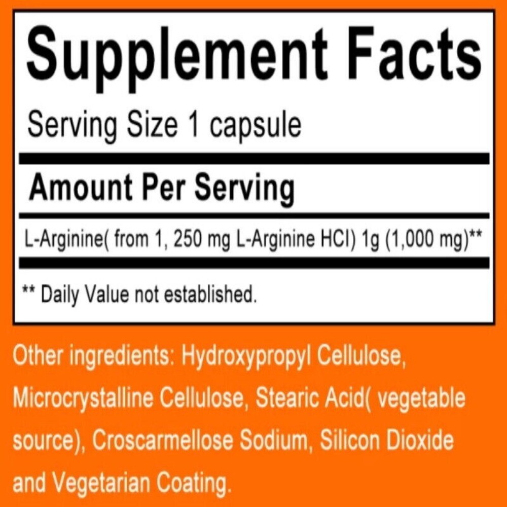 L-Arginine Arginine 1000mg Caps Anabolic Anticatabolic Nitric Oxide Precursor
