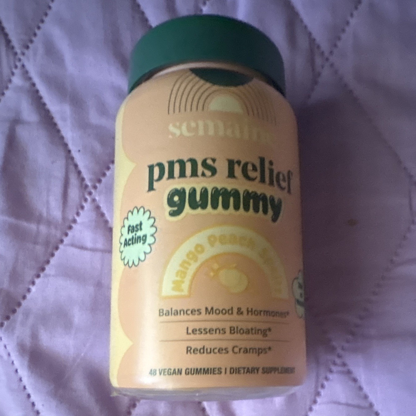 Semaine PMS Relief Gummies Mango Peach 48ct Vegan Mood Support Cramp Relief