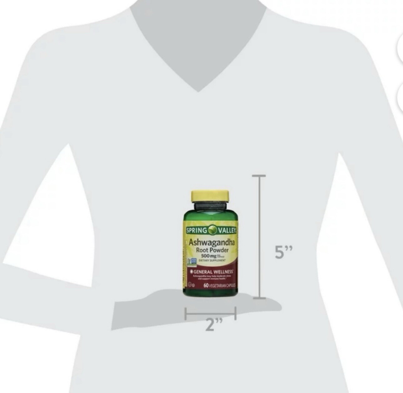 3X Spring Valley Ashwagandha Root Powder 500mg 60 Caps Plus 7 Day Pill Case