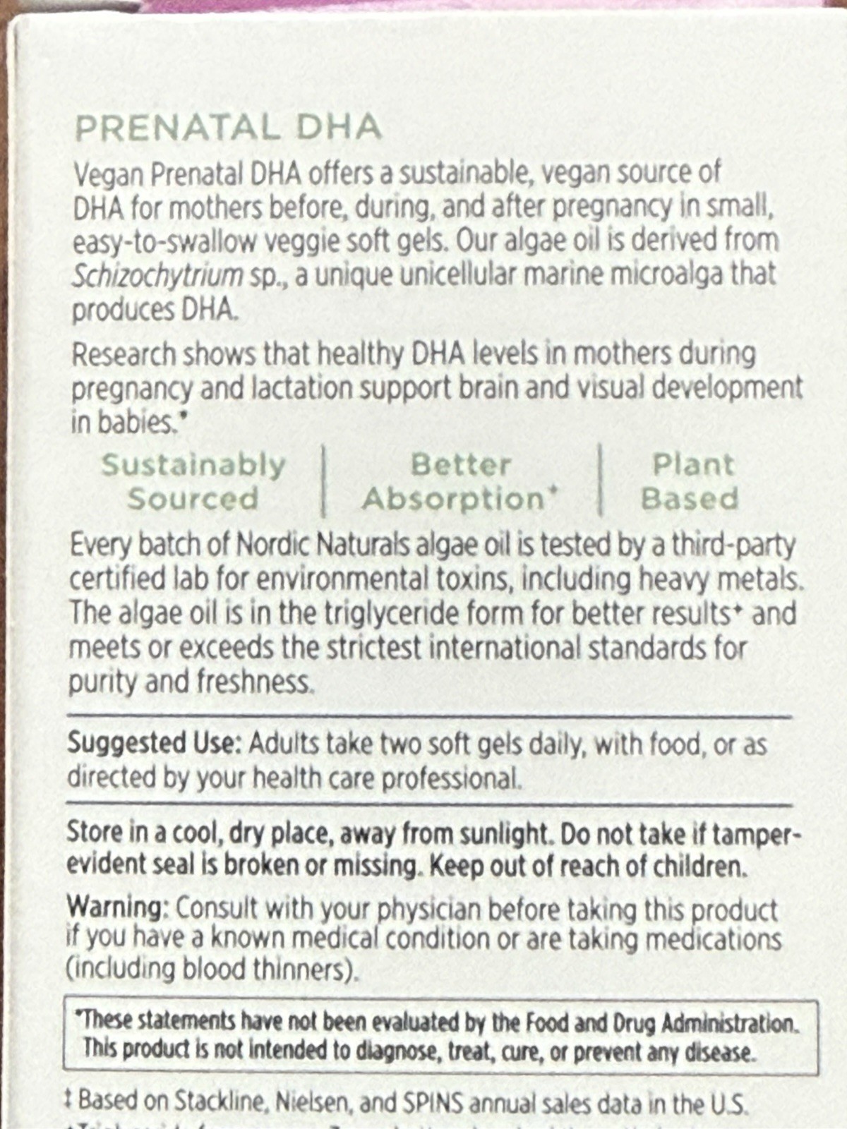 Nordic Naturals Plant Based Vegan Prenatal 500 mg DHA
