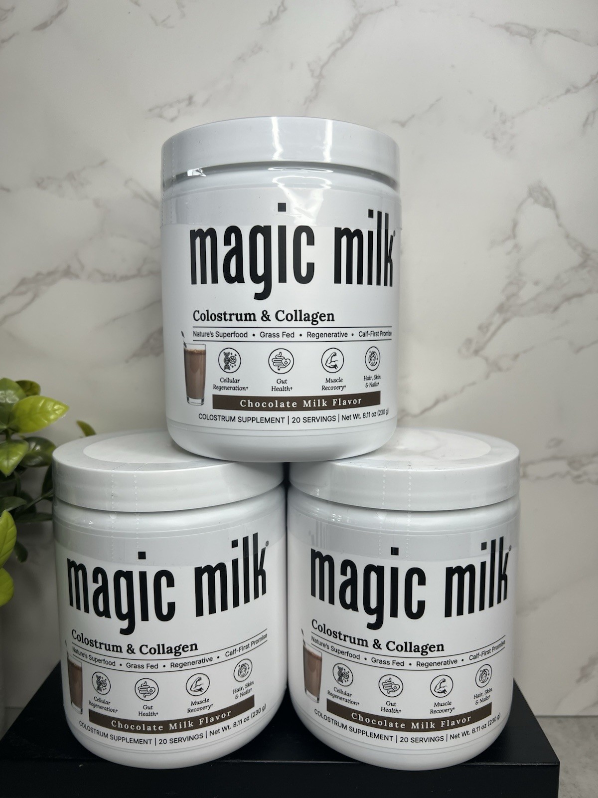 Magic Milk Colostrum & Collagen Powder (3) Chocolate 8.11 oz Exp 03/2028
