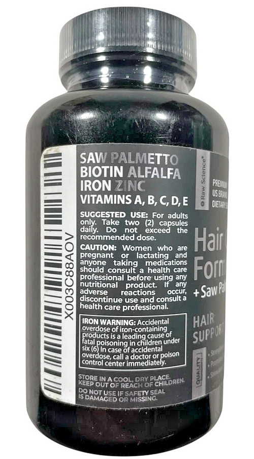 Raw Science Hair Growth Formula -Promotes Hair Growth -700 mg – 60 caps