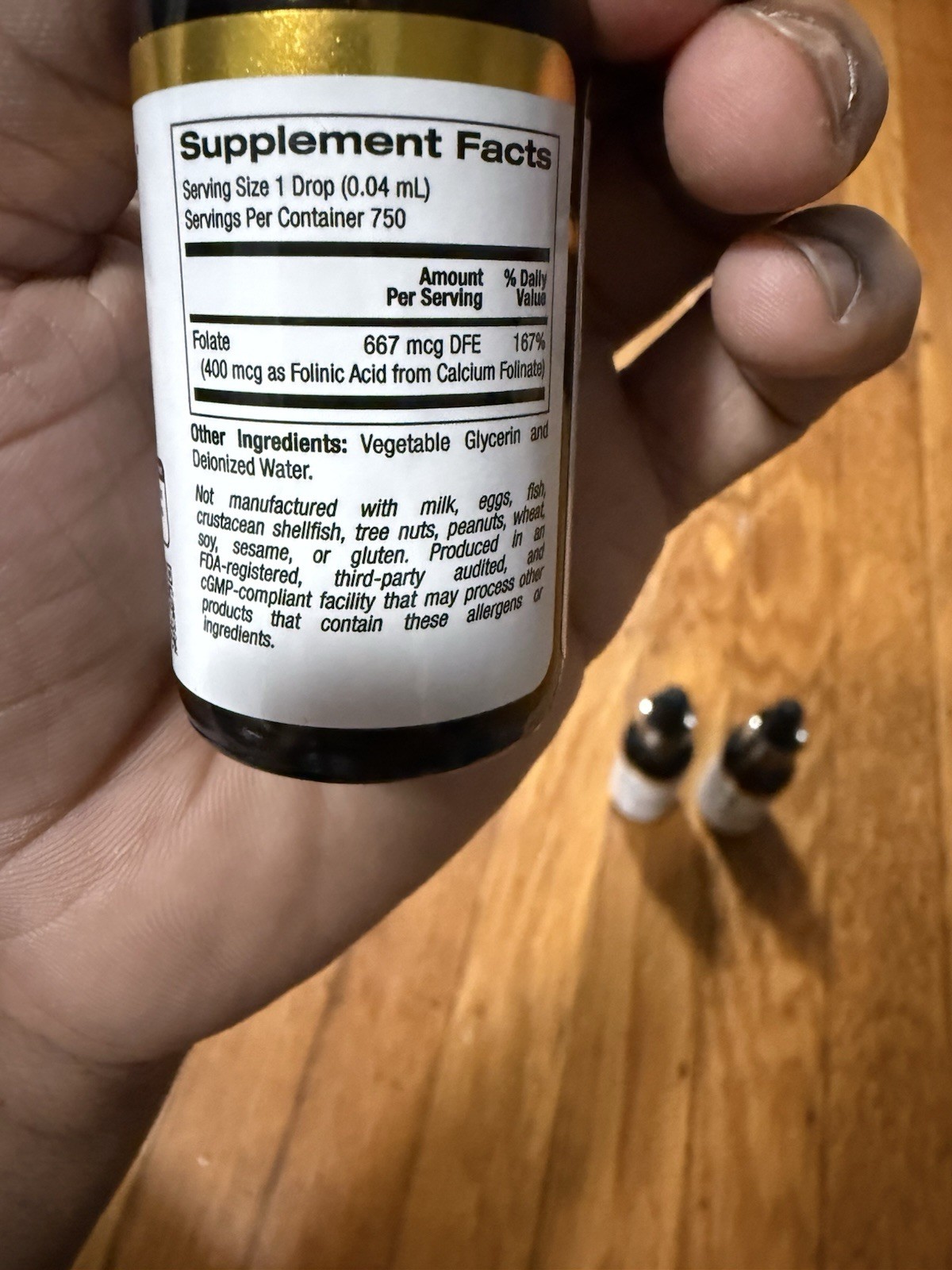 California Gold Nutrition Folinic Acid Liquid Alcohol-Free 400mcg 1 fl oz 5 Pack