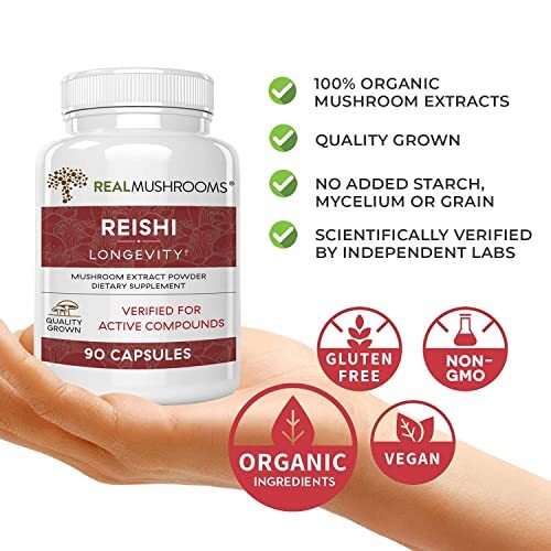 REISHI EXTRACT MUSHROOM SUPPLEMENTS Sleep and Relaxation 90Ct REAL MUSHROOMS