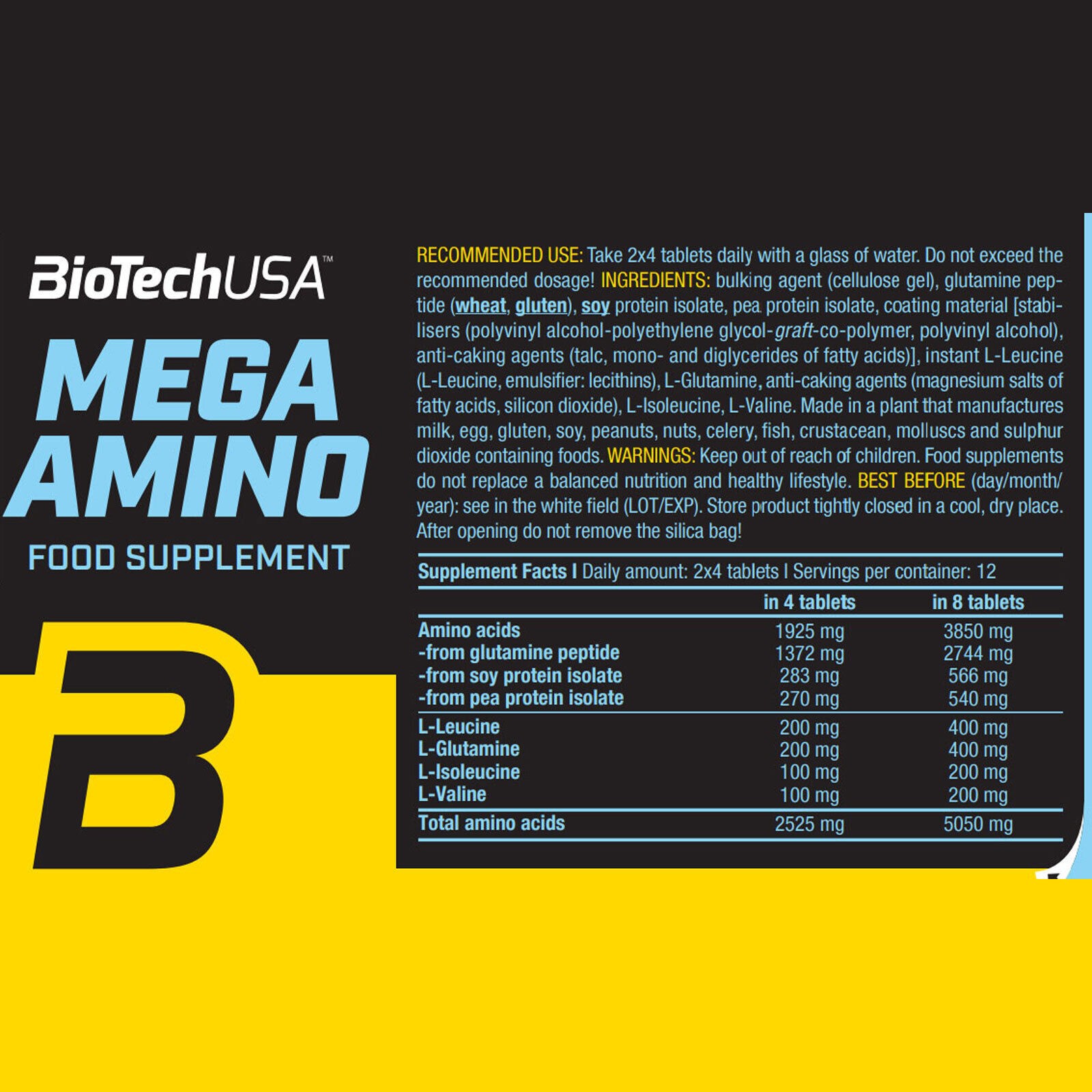 MEGA AMINO ACIDS – 100-200 Tablets – Whey Protein- 6400mg Amino Acids daily