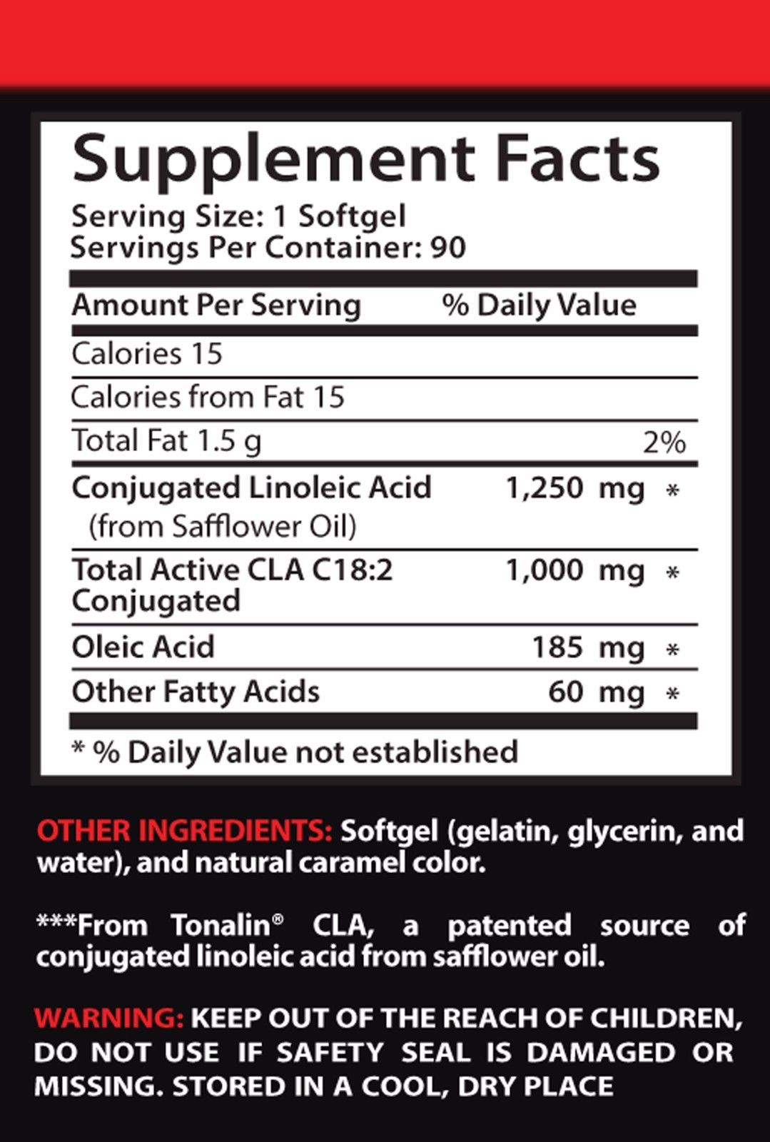 CLA Supplement – TONALIN Complex – Enhances lean body mass – 1 B, 90 Softgels