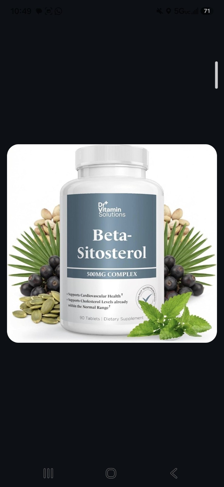 Dr. Vitamin Solutions Beta-Sitosterol 500 mg Complex 90 Tablets Cholesterol