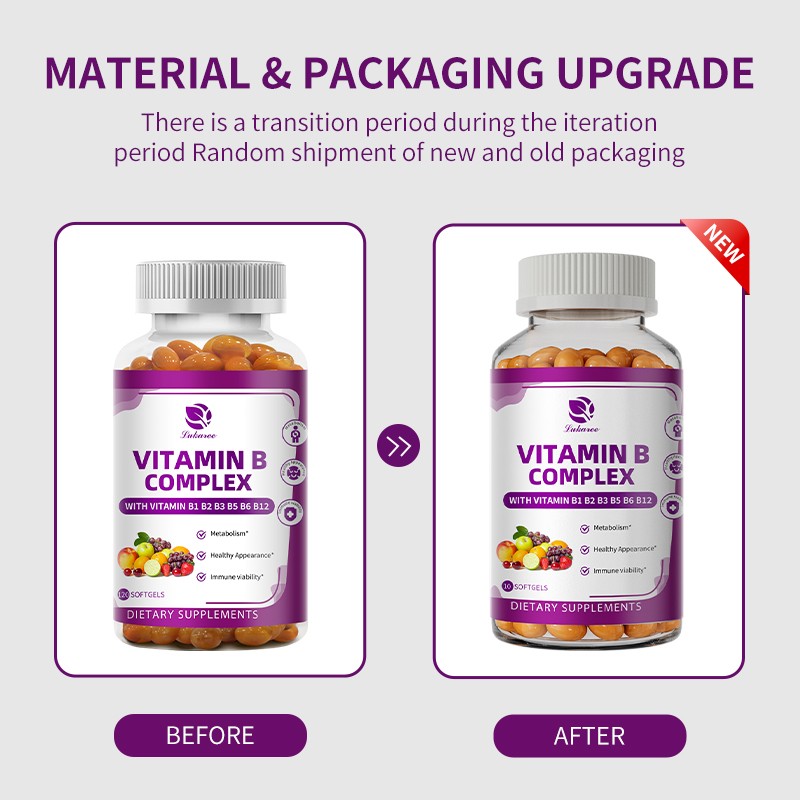Vitamin B Complex 120 Capsules – B1,B2,B3,B5,B6,B7,B9,B12, Energy Immune Support