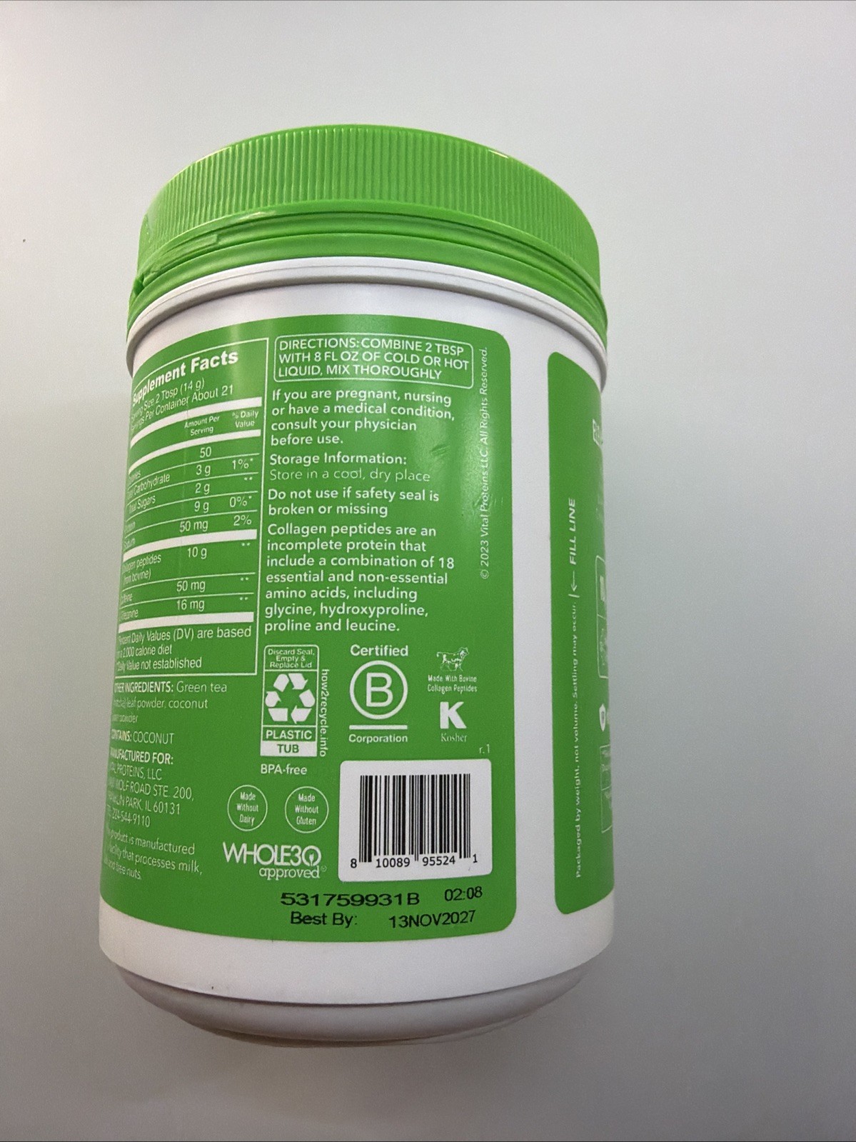 Vital Proteins Matcha Collagen Collagen Peptides Powder Original Matcha 10.5oz