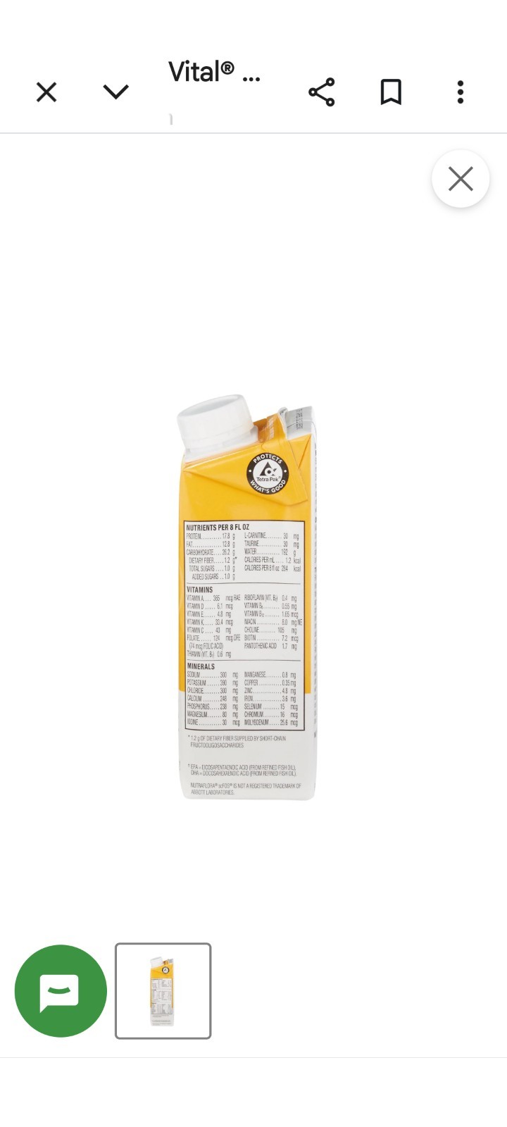 Vital AF 1.2 Cal Vanilla Flavor 8 oz. Carton – Case of 24