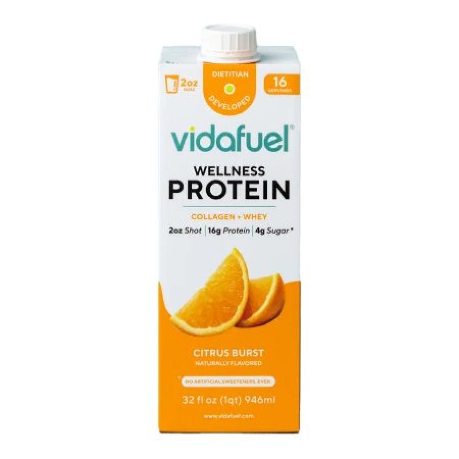 Vida Fuel Protein Oral Supplement Carton 32oz Citrus Burst Reclosable Whey, 6 Ct