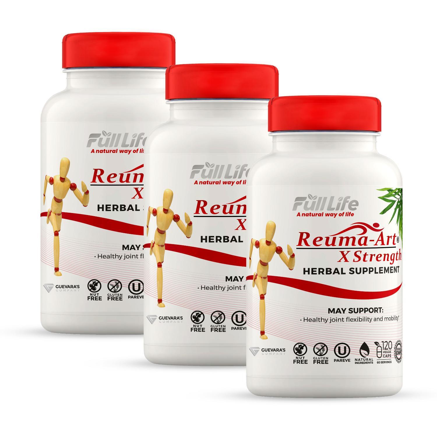 3 Bottles Full Life Reuma-Art X-Strength Joint Mobility & Flexibility 120 Caps