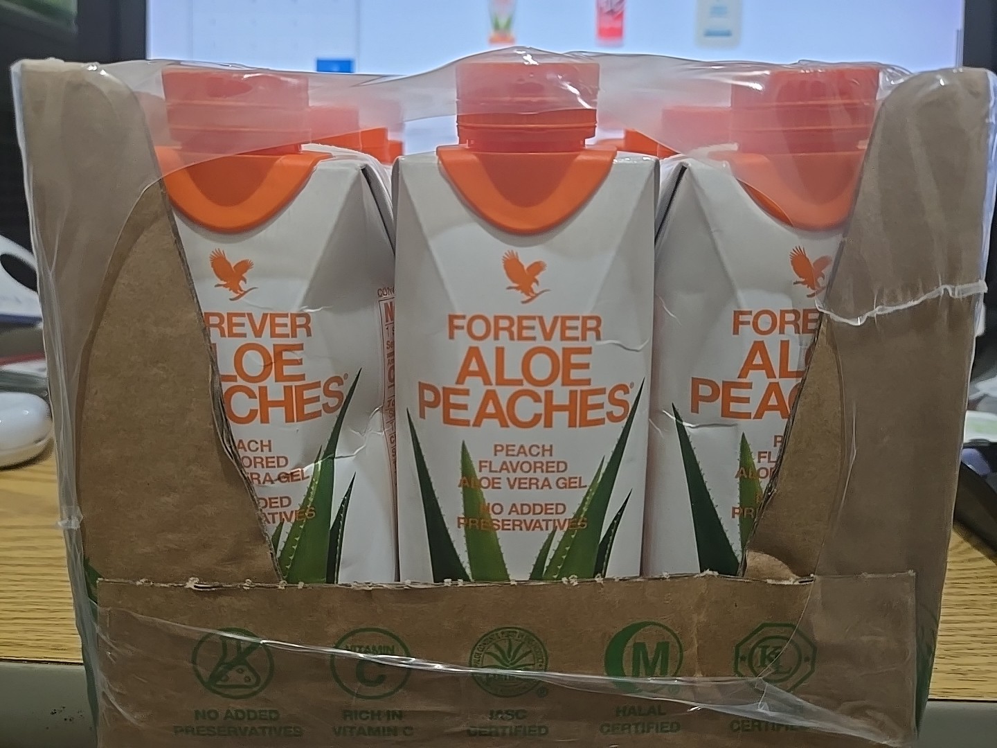 Forever Aloe Vera Gel Aleo Peaches Minis – 12 /0.33ml To GO size. KOSHER/HALAL