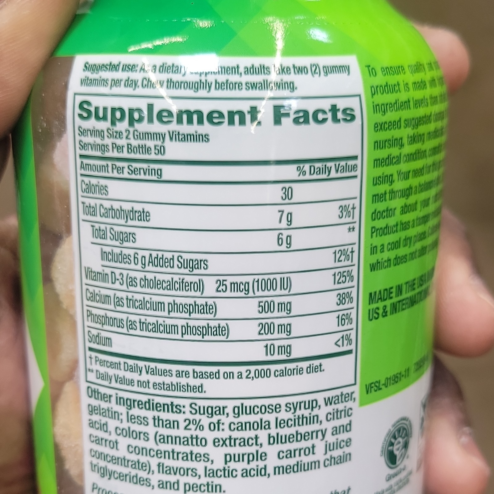 vitafusion Calcium Vitamin D3 Phosphorus Gummies Fruit & Cream 100 Count