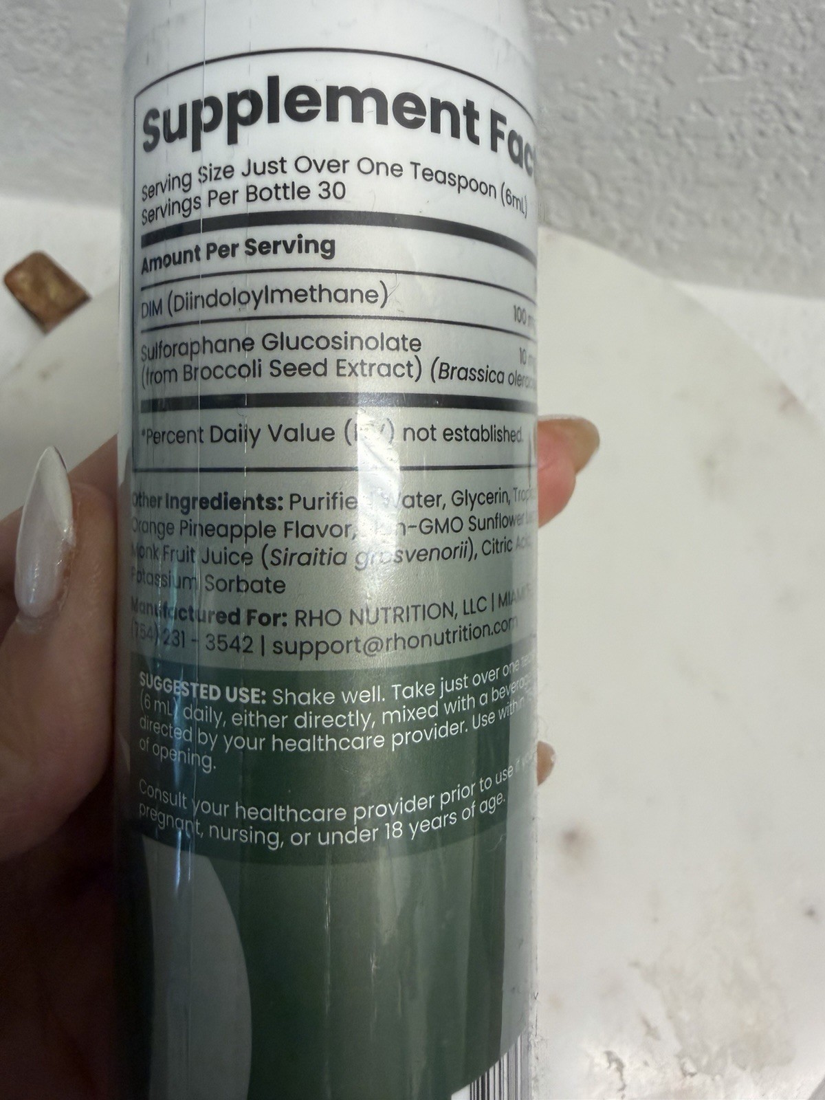 NEW Rho Nutrition Liposomal DIM+ Liquid 6 fl oz Tropical Orange Pineapple, Vegan
