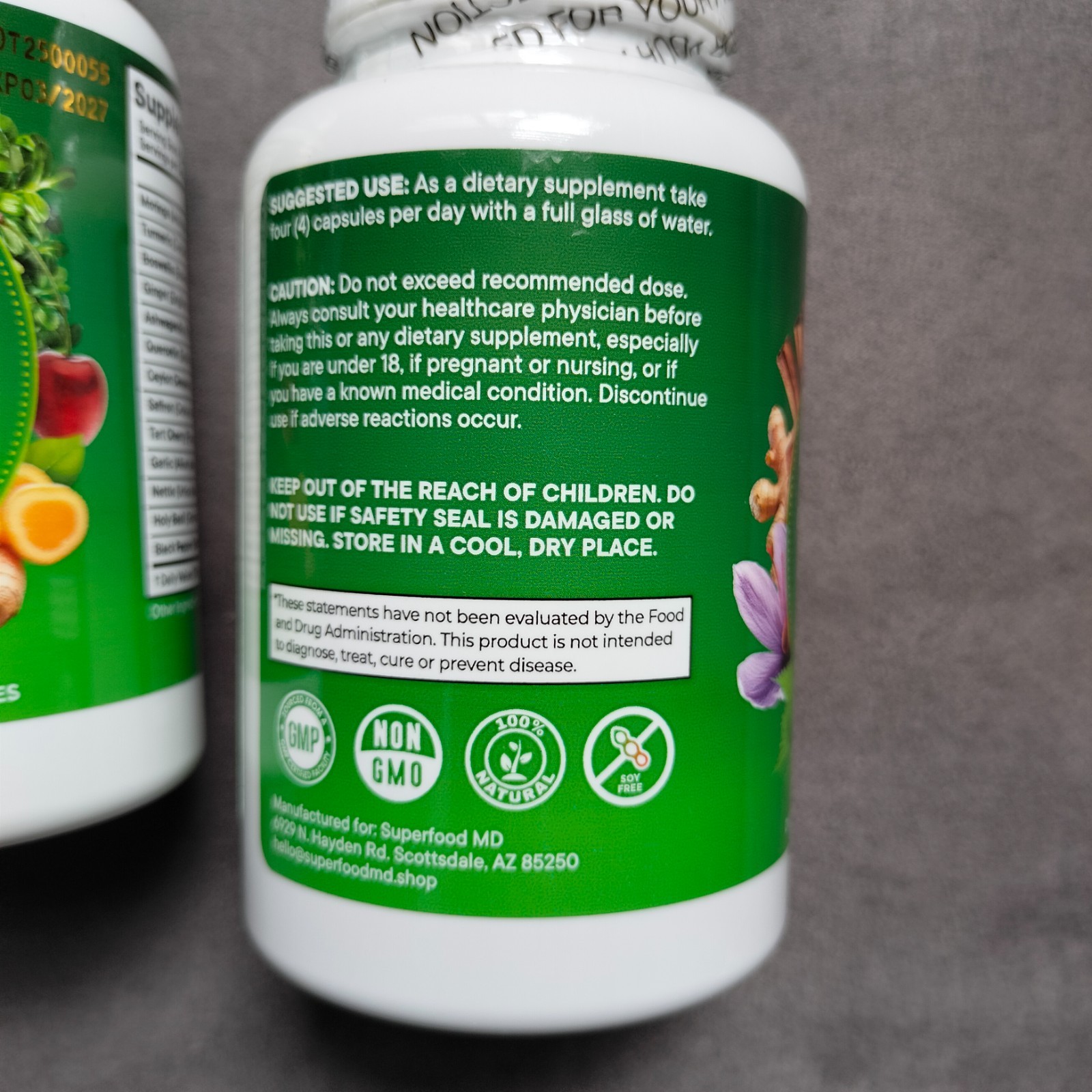 new pair of Superfood MD Moringa Supplement Turmeric Ginger 120 Caps Exp.03.2027