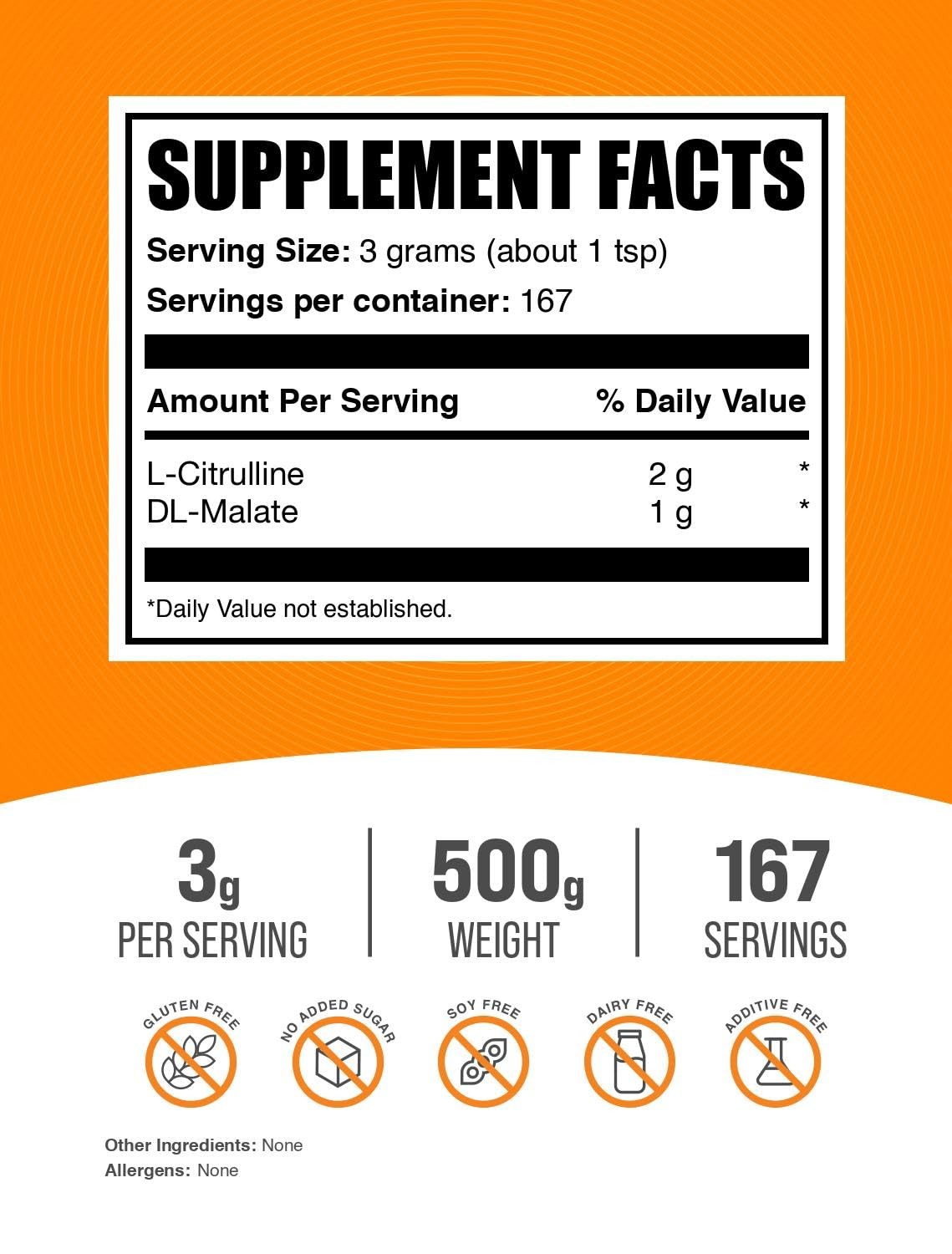 BulkSupplements.com L-Citrulline 1.10 Pound (Pack of 1), Color May Vary