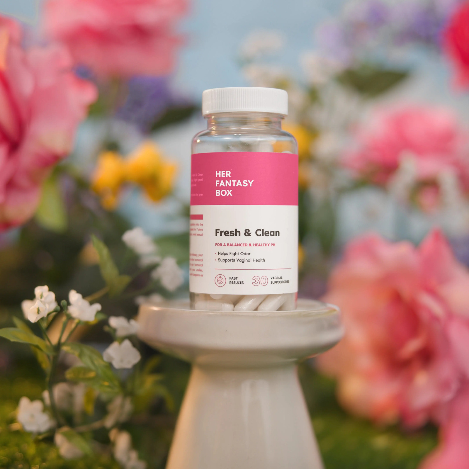 Her Fantasy Box Boric Acid Suppositories 30 Count Gentle Feminine WellnessCapsul