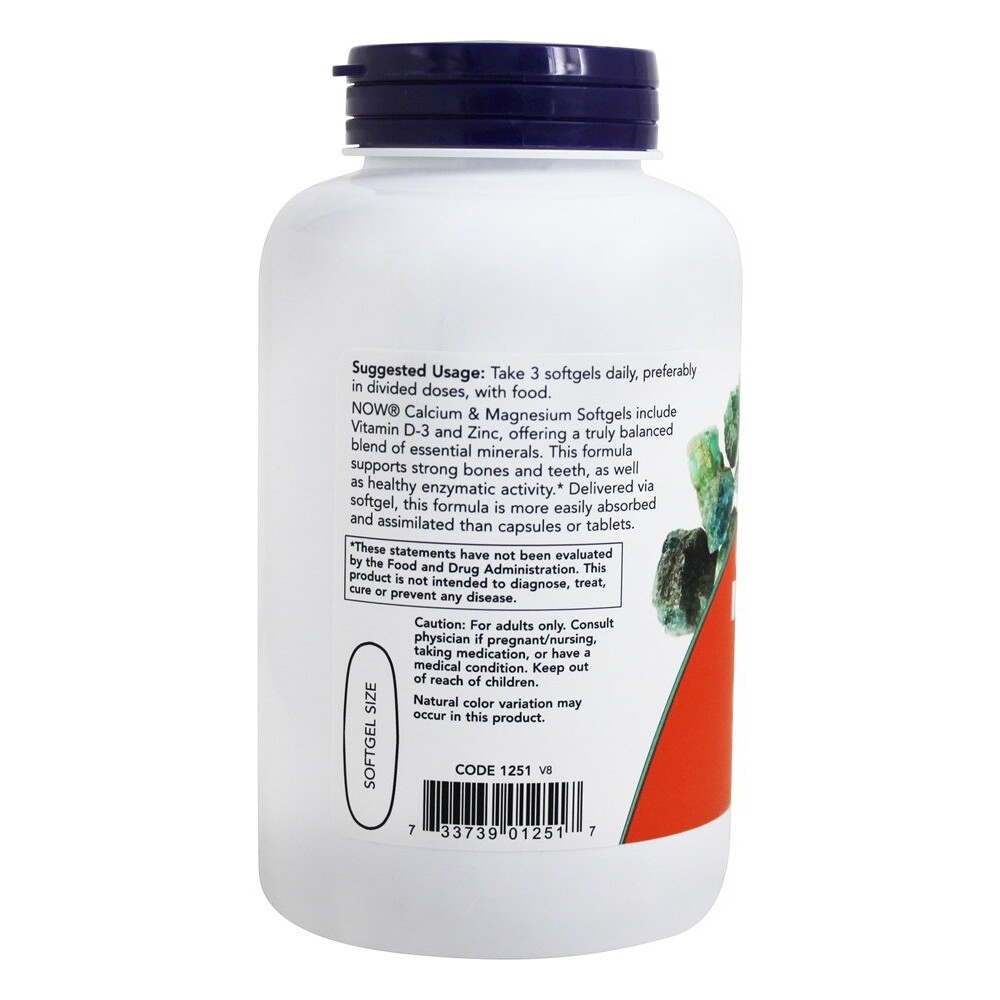 NOW Foods Calcium-Magnesium with Vitamin D and Zinc, 120 Softgels