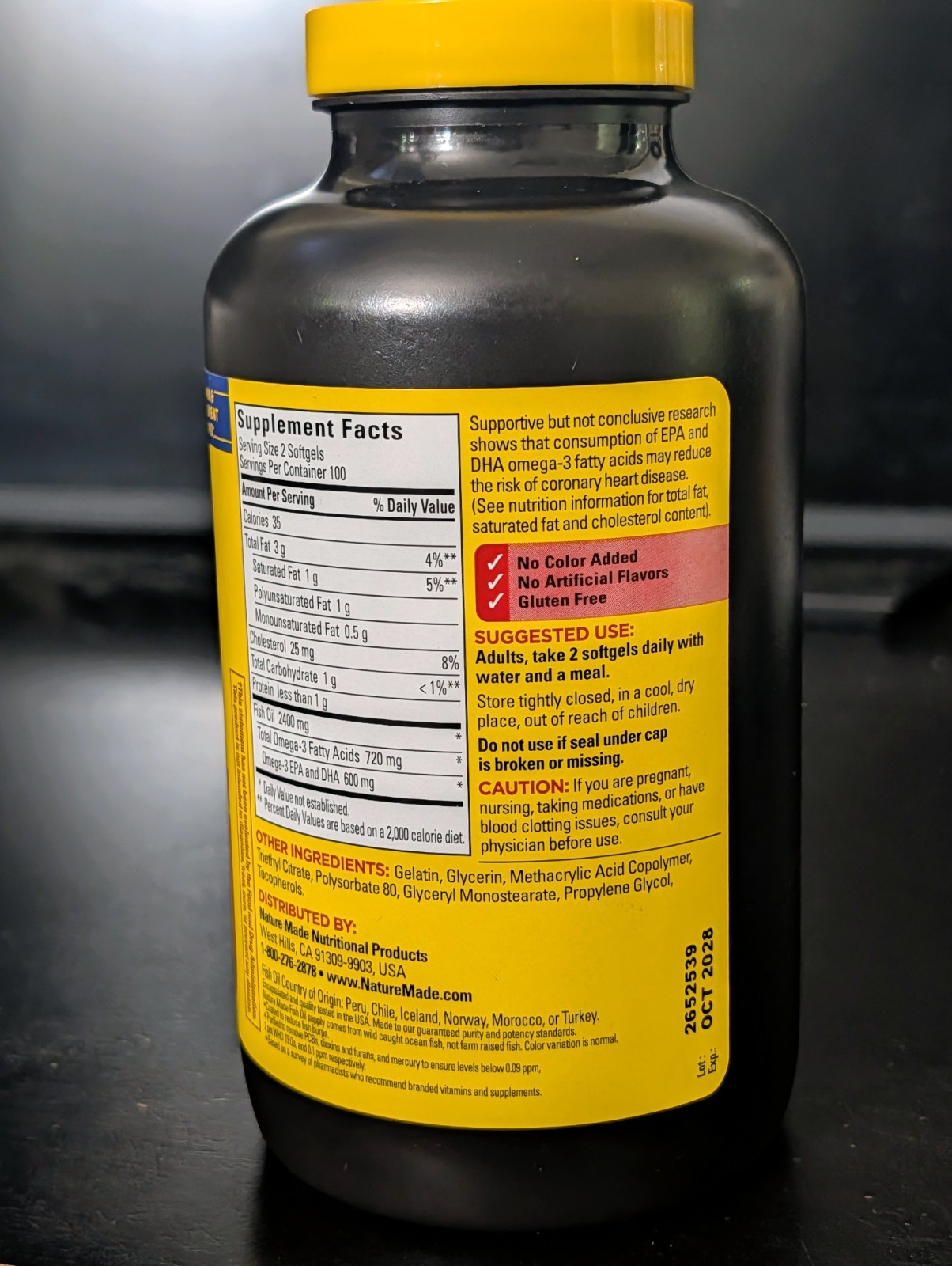 Nature Made Burp-Less Fish Oil 1200 mg (360 mg Omega-3) Softgels, 200ct