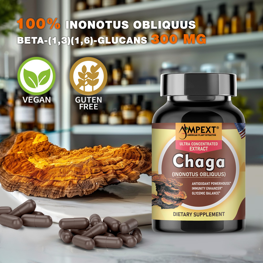 Chaga Extract – Only Fruiting Bodies, Over 30% Beta-Glucans, 90 caps