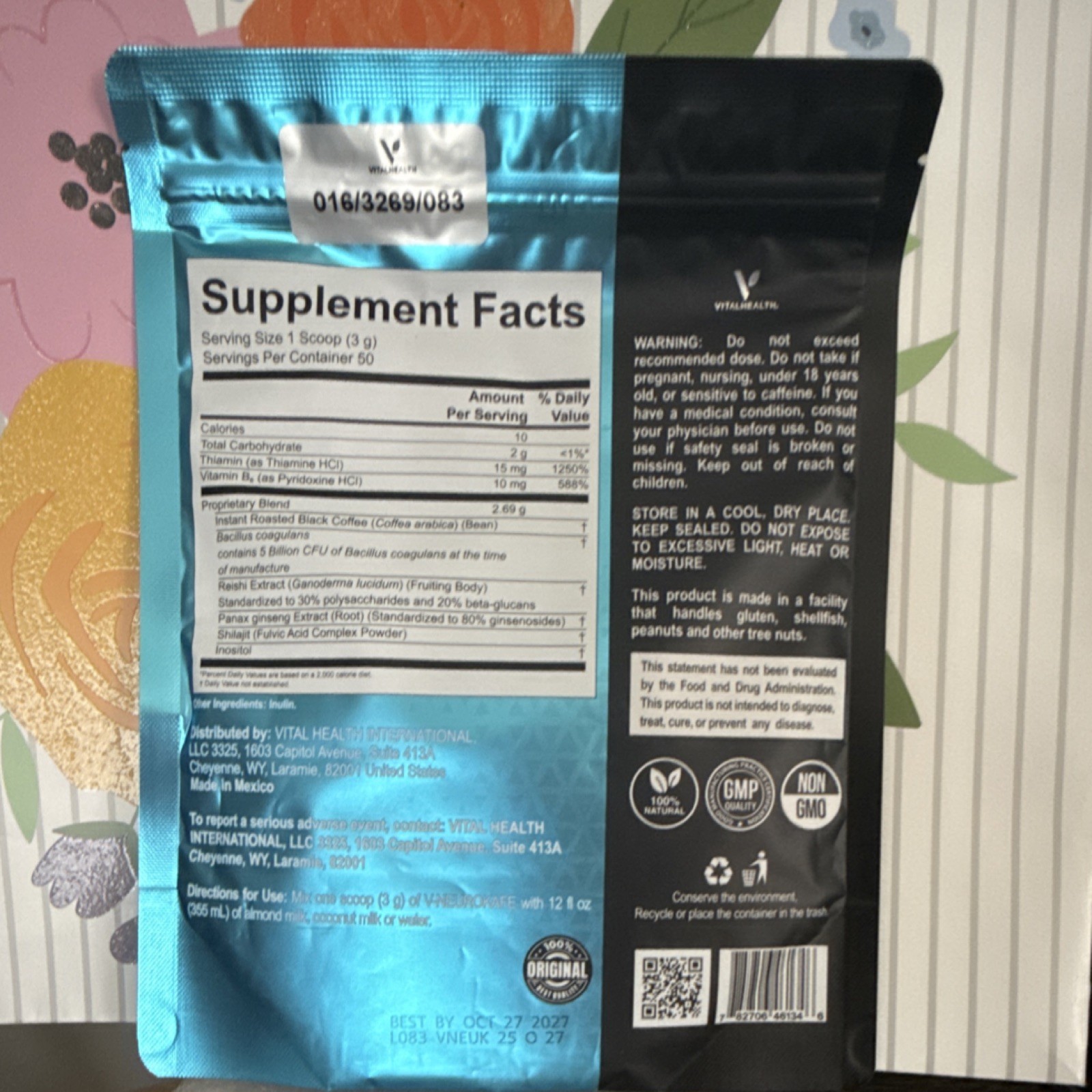 VitalHealth V-NeuroKafe Powder Ganoderma Coffee Vegan Gluten-Free 5.30 oz 150 g