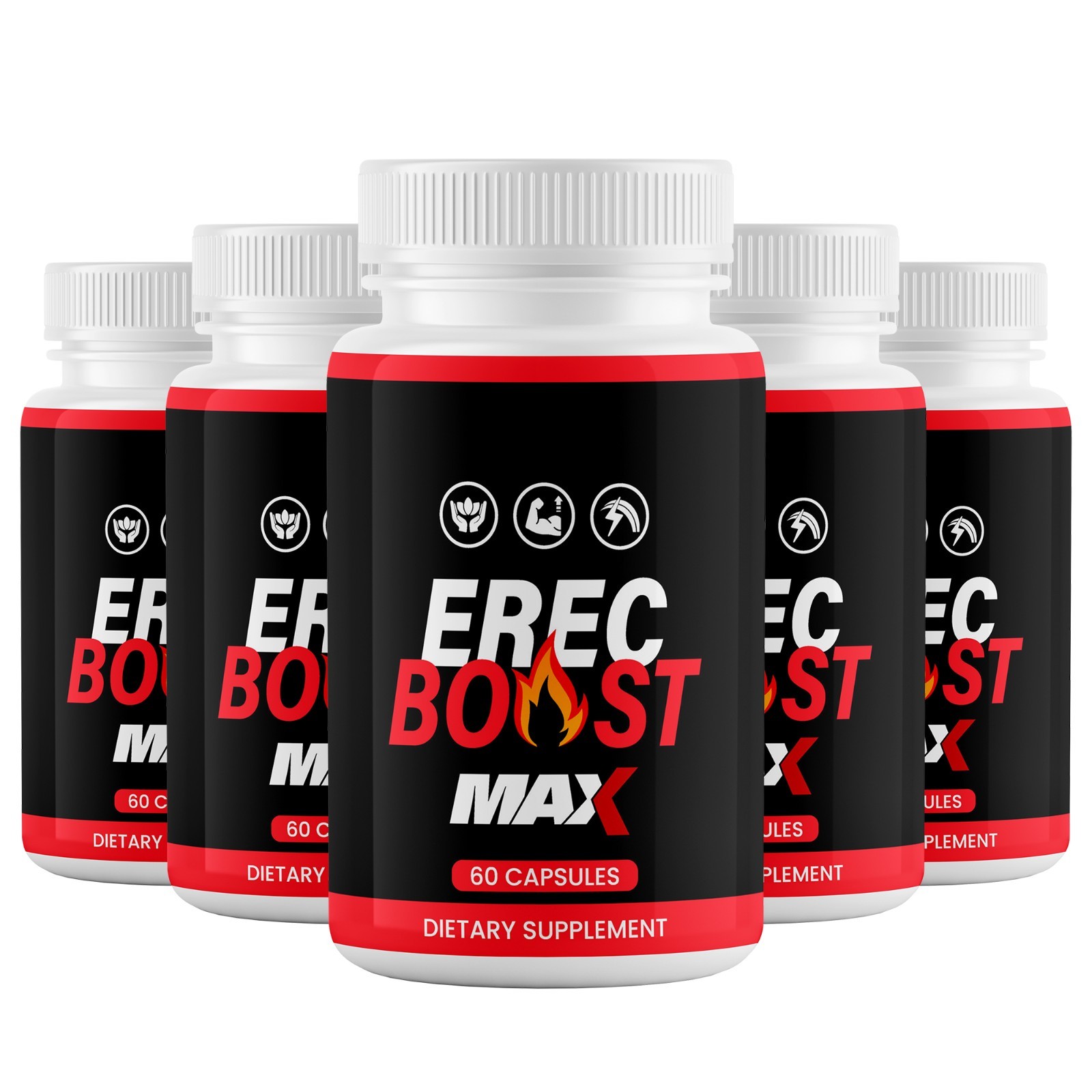 (5 Pack) Erec Boost MAX for Men ED Maximize Energy Vitality Enhancement, Stamina